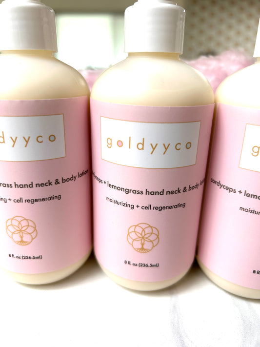 goldyyco cordyceps + lemongrass hand neck & body lotion